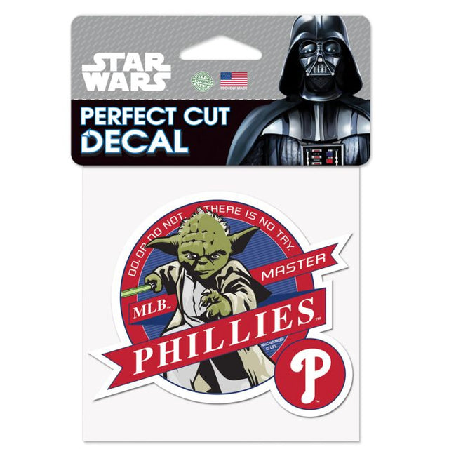 Calcomanía de color de corte perfecto de Yoda de Star Wars de los Philadelphia Phillies de 4" x 4"