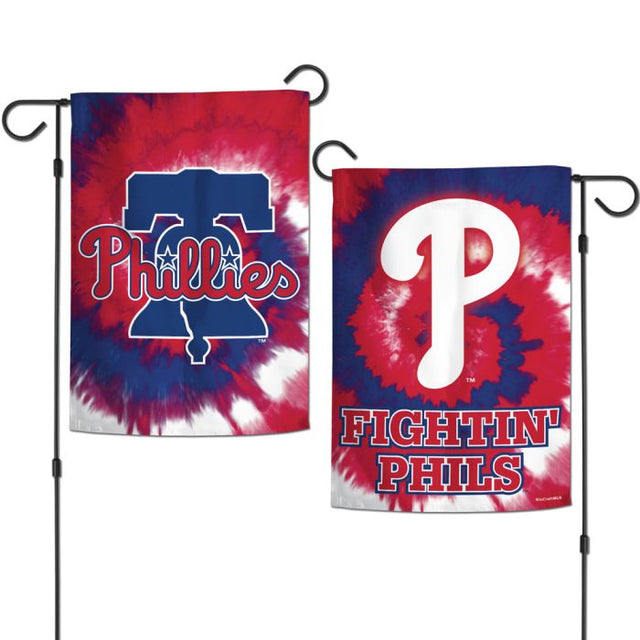 Banderas de jardín teñidas con los Philadelphia Phillies, de 2 lados, 12,5" x 18"