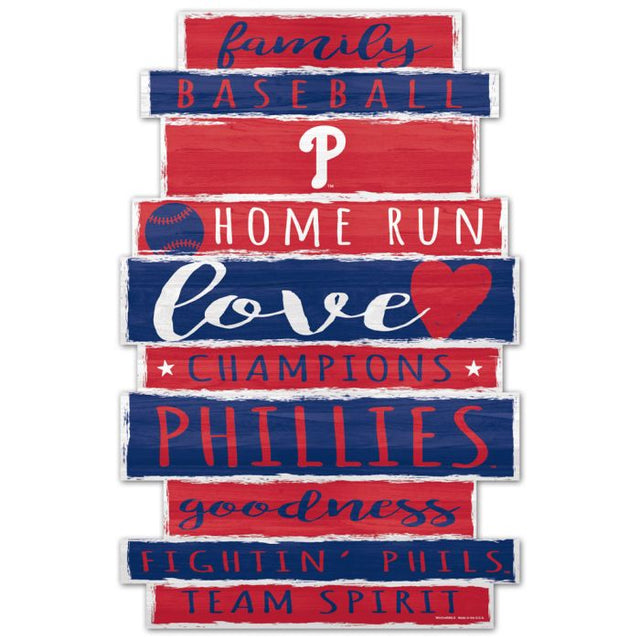 Letrero de madera de los Philadelphia Phillies, 11" x 17", 1/4" de grosor