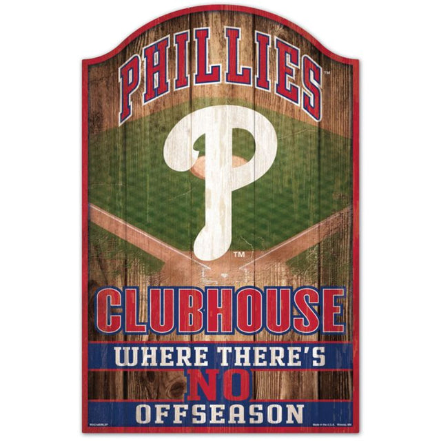 Letrero de madera de los Philadelphia Phillies, 11" x 17", 1/4" de grosor