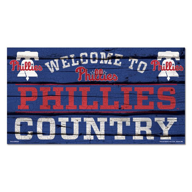 Letrero de madera de los Philadelphia Phillies, 13" x 24", 1/4" de grosor