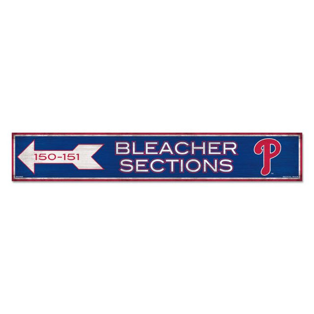 Letrero de madera de los Philadelphia Phillies, 6" x 36", 3/8" de grosor