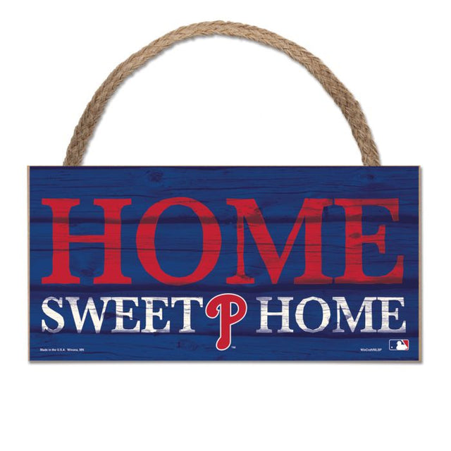 Letrero de madera con cuerda de los Philadelphia Phillies, 5 x 10 pulgadas