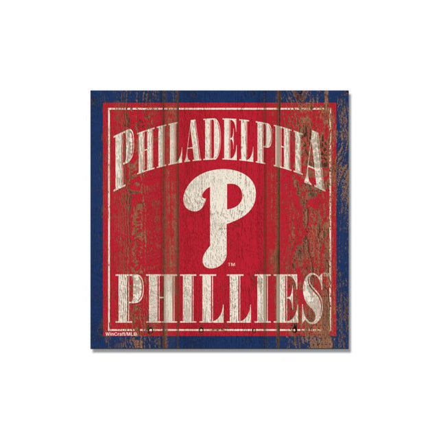 Imán de madera de los Philadelphia Phillies, 3" x 3"