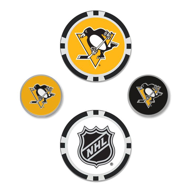 Juego de cuatro marcadores de pelota de los Pittsburgh Penguins