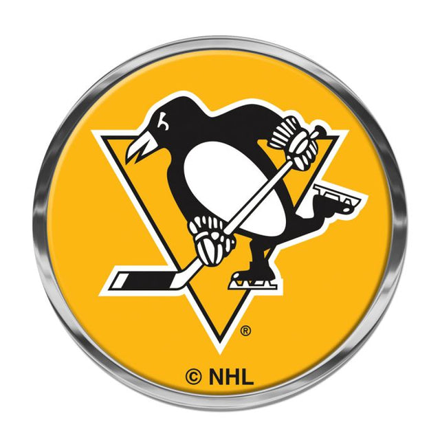 Emblema de metal cromado abovedado de los Pittsburgh Penguins