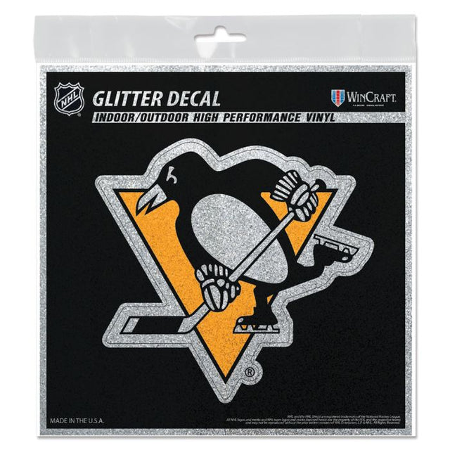 Calcomanía con brillantina de los Pittsburgh Penguins de 6" x 6"