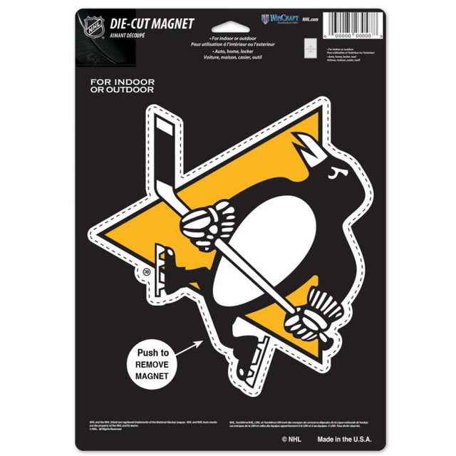 Imán troquelado con el logotipo de los Pittsburgh Penguins, 6,25" x 9"