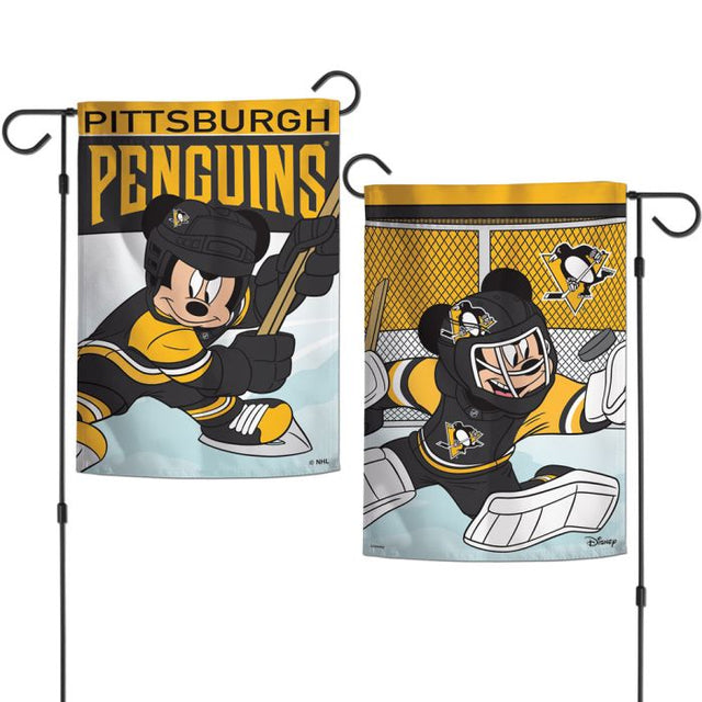 Banderas de jardín de Pittsburgh Penguins/Disney, de 2 lados, 12,5" x 18"