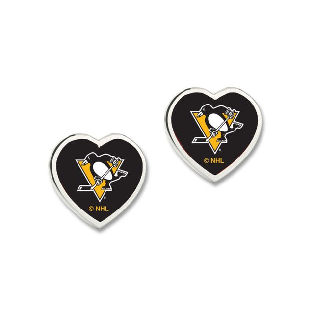 Pendientes de los Pittsburgh Penguins con corazón en 3D