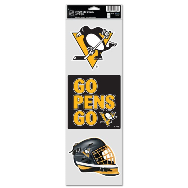 Calcomanías para fanáticos de los Pittsburgh Penguins de 3,75" x 12"