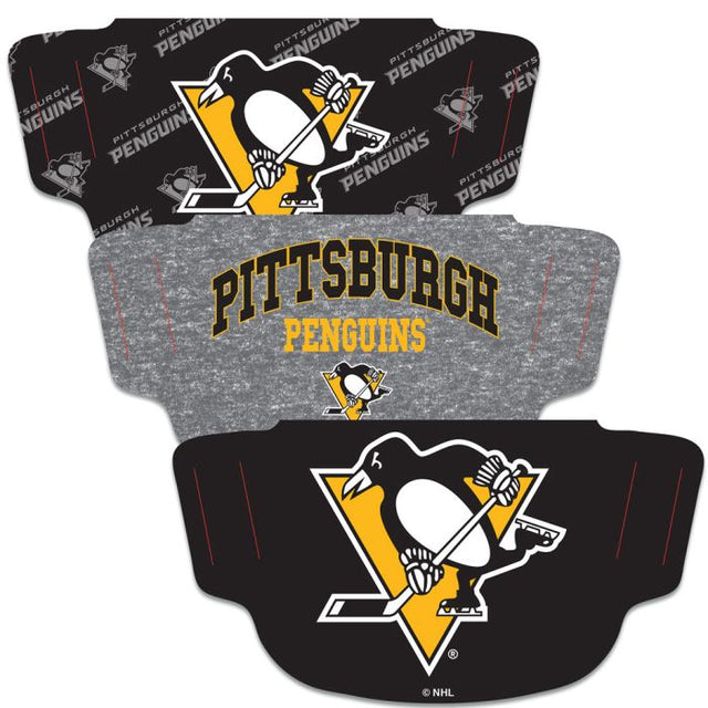 Paquete de 3 mascarillas faciales para fanáticos de los Pittsburgh Penguins