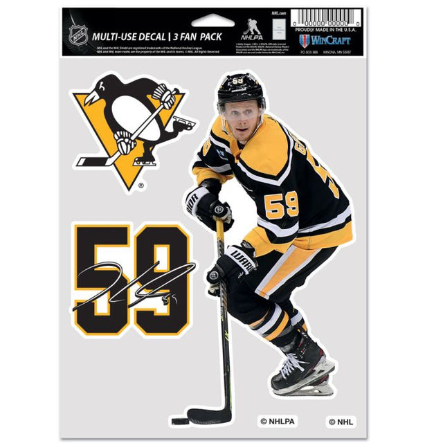 Paquete multiusos para 3 fanáticos de los Pittsburgh Penguins de Jake Guentzel