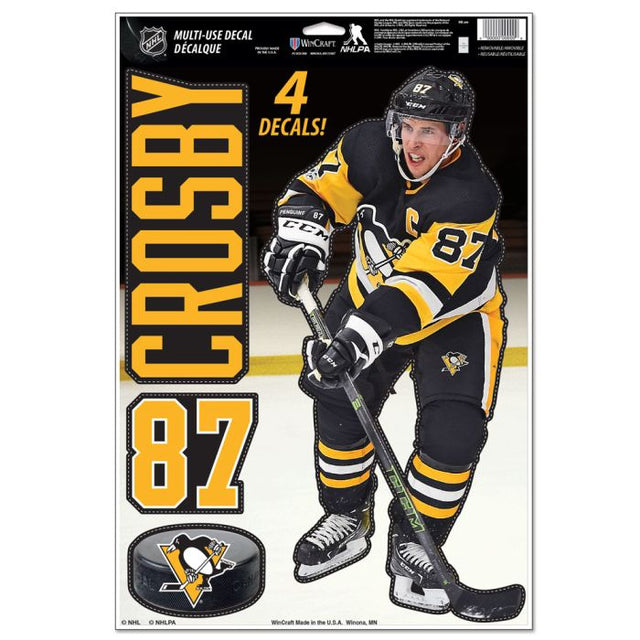 Calcomanía multiusos de los Pittsburgh Penguins de 11" x 17" de Sidney Crosby