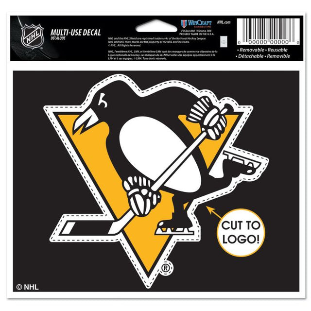 Calcomanía multiusos de los Pittsburgh Penguins: cortada con el logotipo de 5" x 6"