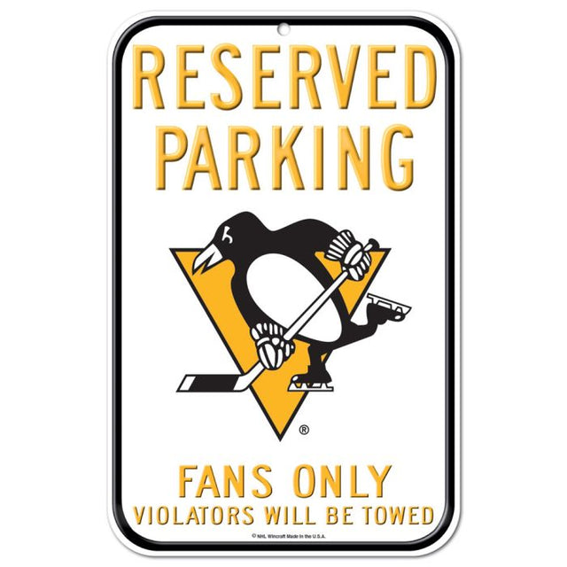 Letrero de plástico de estacionamiento reservado de los Pittsburgh Penguins de 11" x 17"