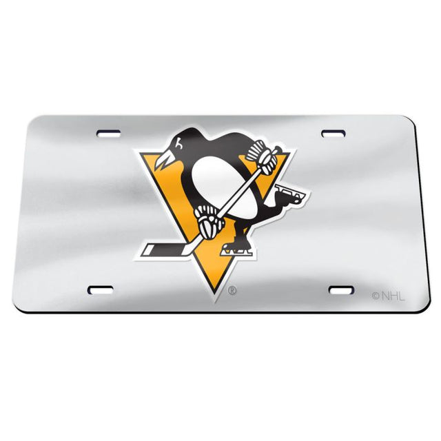 Matrícula especial acrílica color PLATA de los Pittsburgh Penguins