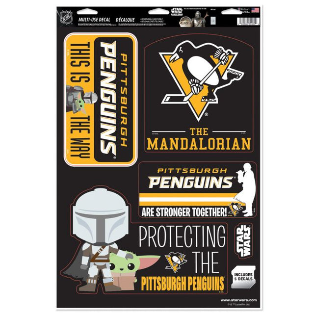 Calcomanía multiusos de Pittsburgh Penguins/Star Wars Mandalorian de 11" x 17"