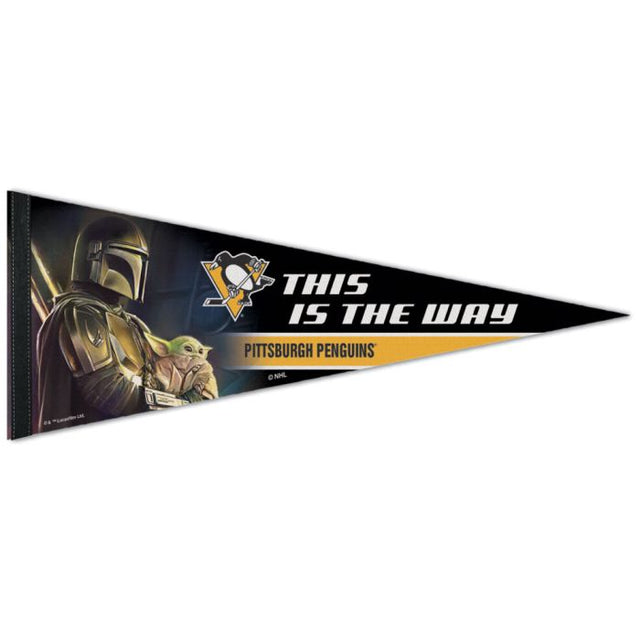 Banderín premium de Pittsburgh Penguins / Star Wars Mandalorian de 12" x 30"