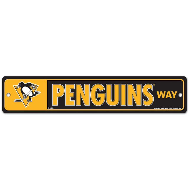 Letrero de calle/zona de los Pittsburgh Penguins de 3,75" x 19"