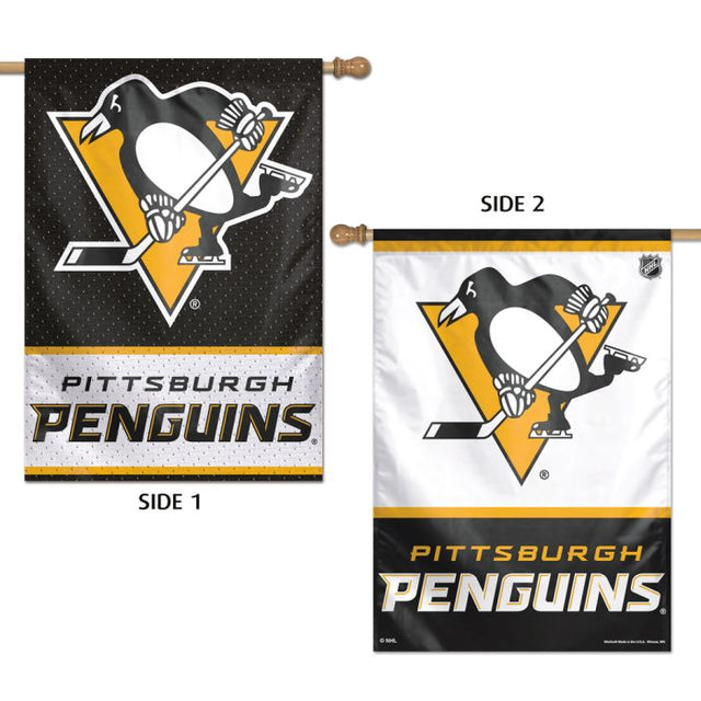 Bandera vertical de los Pittsburgh Penguins de 2 lados, 28" x 40"