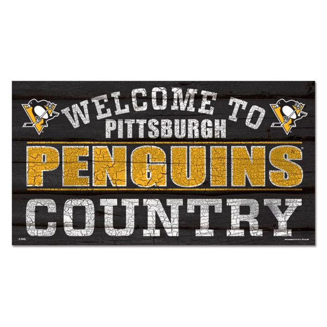 Pittsburgh Penguins Wood Sign 13"x24" 1/4" thick