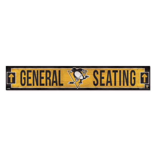 Letrero de madera de los Pittsburgh Penguins, 6" x 36", 3/8" de grosor