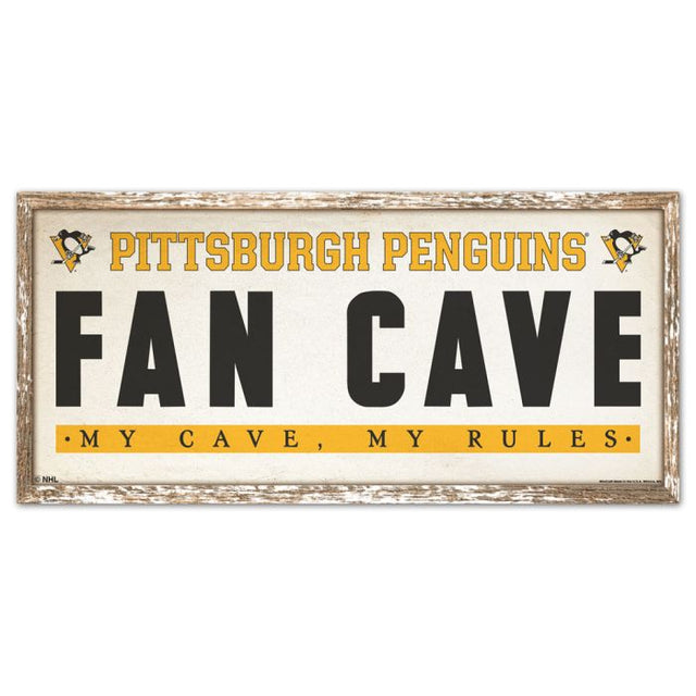 Letrero de madera de los Pittsburgh Penguins de 8" x 17"