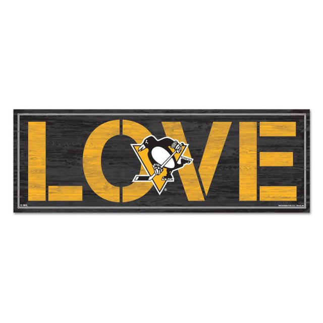 Letrero de madera de los Pittsburgh Penguins, 8" x 23", 1/4" de grosor