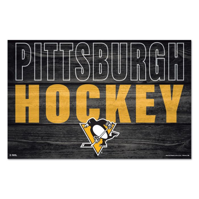 Letrero de madera con la ubicación de los Pittsburgh Penguins, 11" x 17", 1/4" de grosor