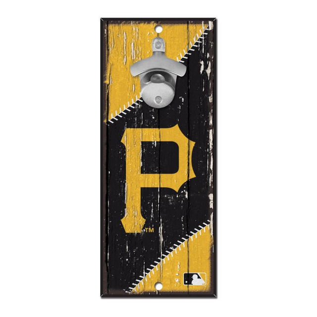 Letrero destapador de botellas de los Piratas de Pittsburgh de 5 x 11 pulgadas