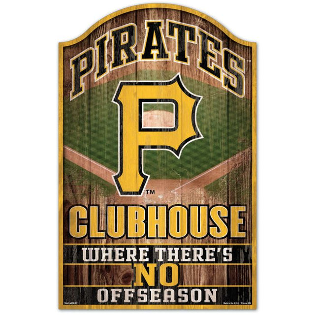 Letrero de madera del club Pittsburgh Pirates de 11" x 17" y 1/4" de grosor