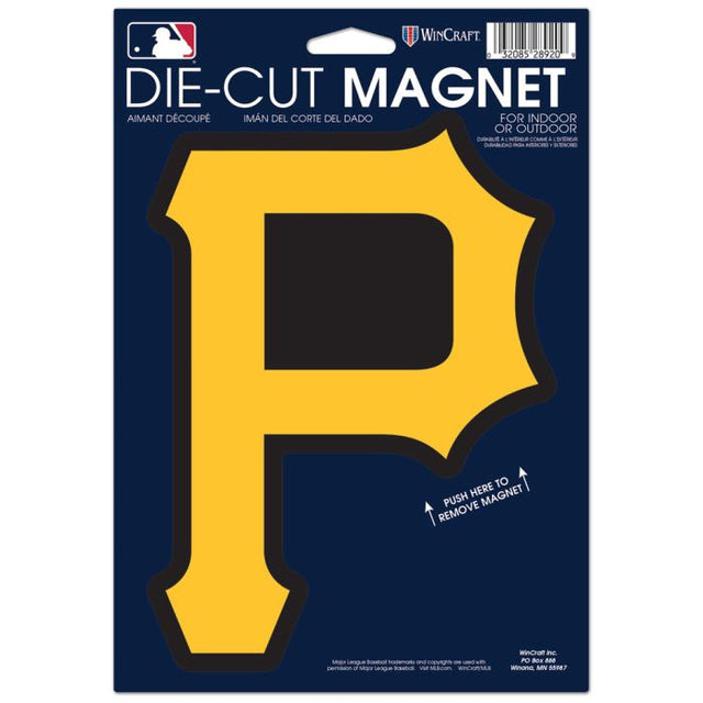 Imán troquelado con el logotipo de los Piratas de Pittsburgh, 6,25" x 9"