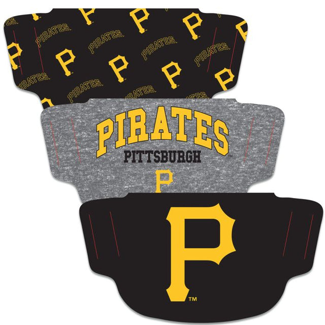 Paquete de 3 mascarillas para fanáticos de los Piratas de Pittsburgh