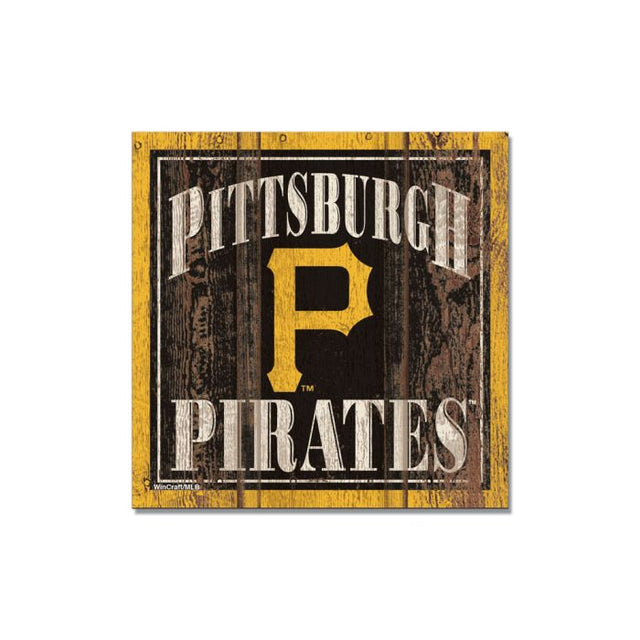 Imán de madera de los Piratas de Pittsburgh de 3" x 3"