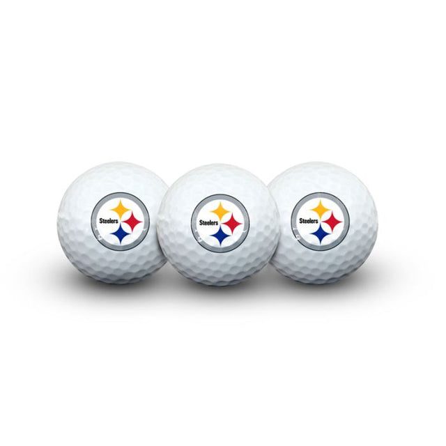 3 pelotas de golf de los Pittsburgh Steelers en estuche tipo concha