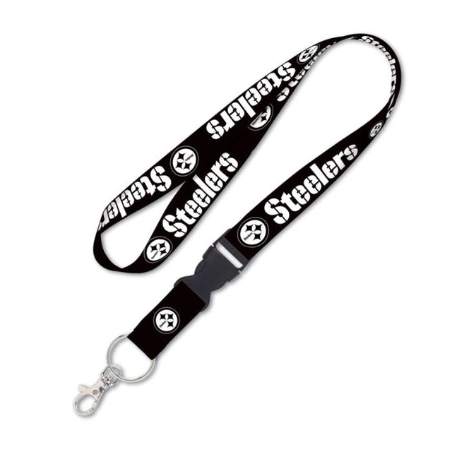 Pittsburgh Steelers Black Lanyard w/detachable buckle 1"