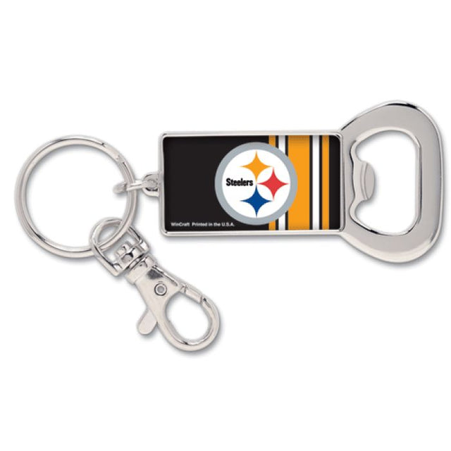 Llavero con abrebotellas de los Pittsburgh Steelers en forma de rectángulo