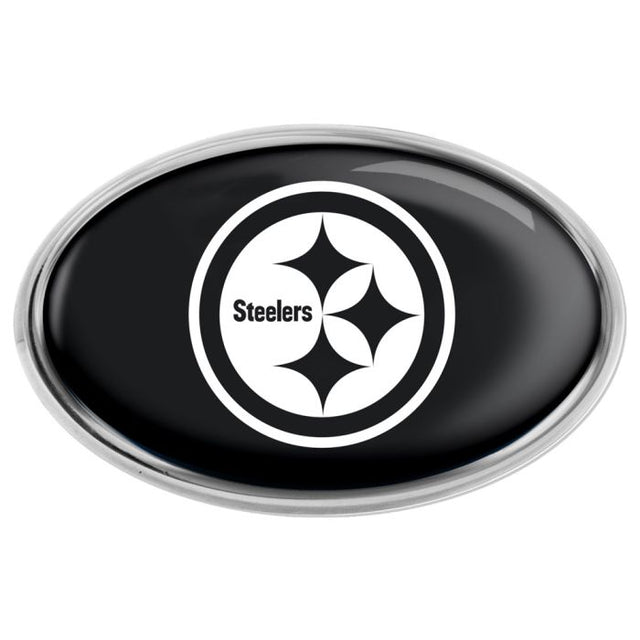 Emblema de metal cromado abovedado de los Pittsburgh Steelers