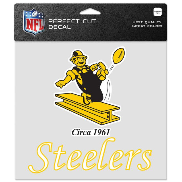 Calcomanía de color de corte perfecto retro con logotipo clásico de Pittsburgh Steelers de 8" x 8"