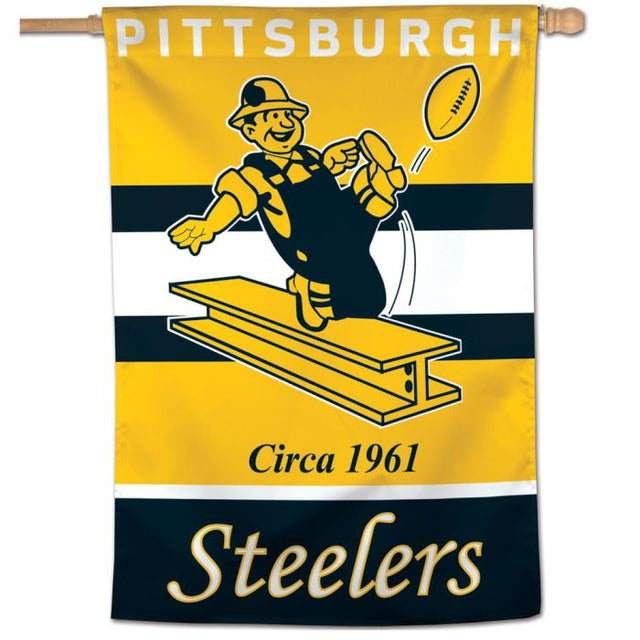 Bandera vertical retro con el logotipo clásico de los Pittsburgh Steelers, 28" x 40"