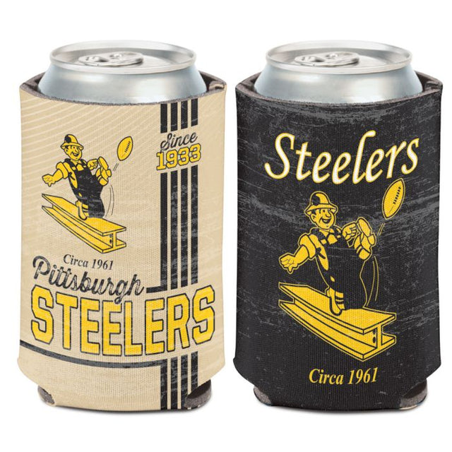 Enfriador de lata vintage con logotipo clásico de Pittsburgh Steelers, 12 oz.