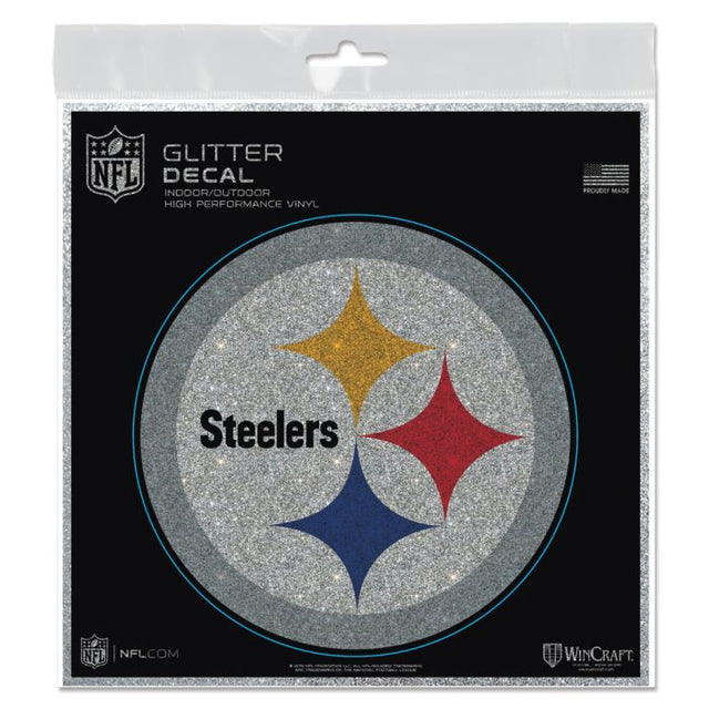 Calcomanía con brillantina de los Pittsburgh Steelers de 6" x 6"