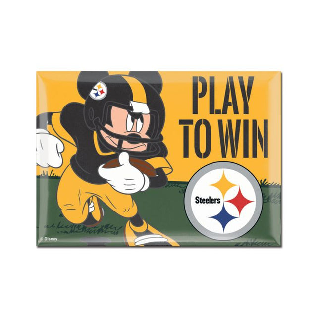 Imán de metal de los Pittsburgh Steelers / Mickey Mouse de Disney de 2,5" x 3,5"