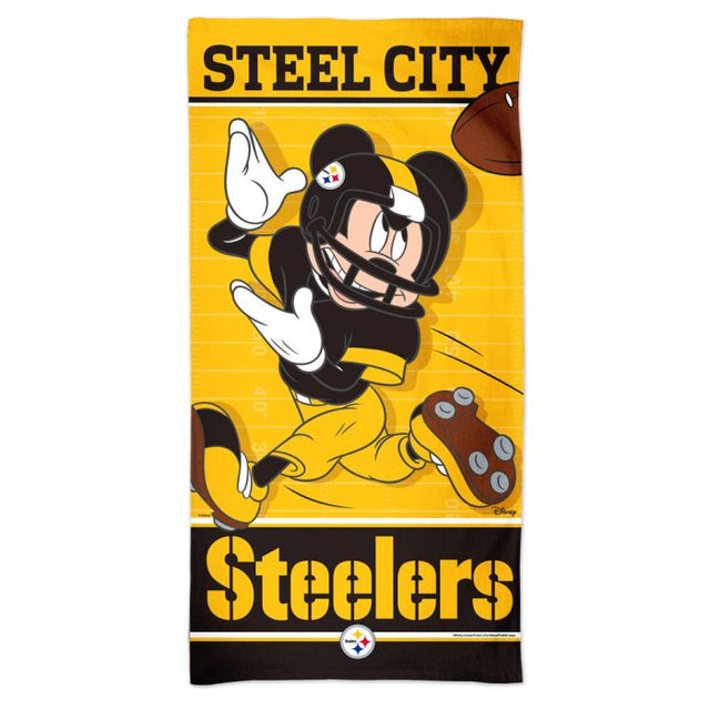 Toalla de playa Spectra de Pittsburgh Steelers / Disney Mickey Mouse de 30" x 60"