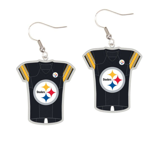 Pendientes de joyería de los Pittsburgh Steelers con camiseta en cartulina