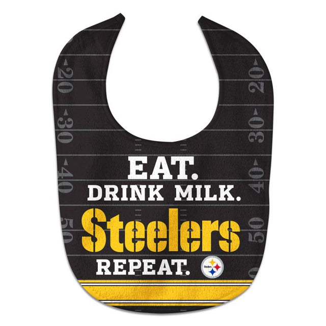 Babero para bebé All Pro Eat Drink Milk de los Pittsburgh Steelers