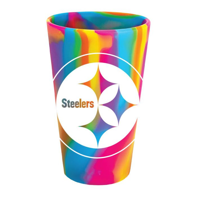 Vaso de pinta de silicona de 16 oz con el logo de los Pittsburgh Steelers