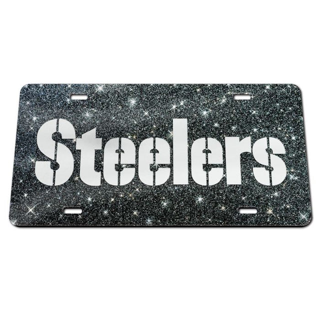 Placas de matrícula clásicas de acrílico con fondo brillante de los Pittsburgh Steelers