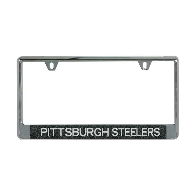 Pittsburgh Steelers GLITTER BACKGROUND Lic Plt Frame B/O Metallic